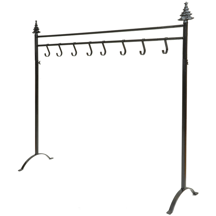 Red Co. 37.5” Christmas Tree Metal Freestanding Stocking Holder Stand Rack with 8 Hooks, Black