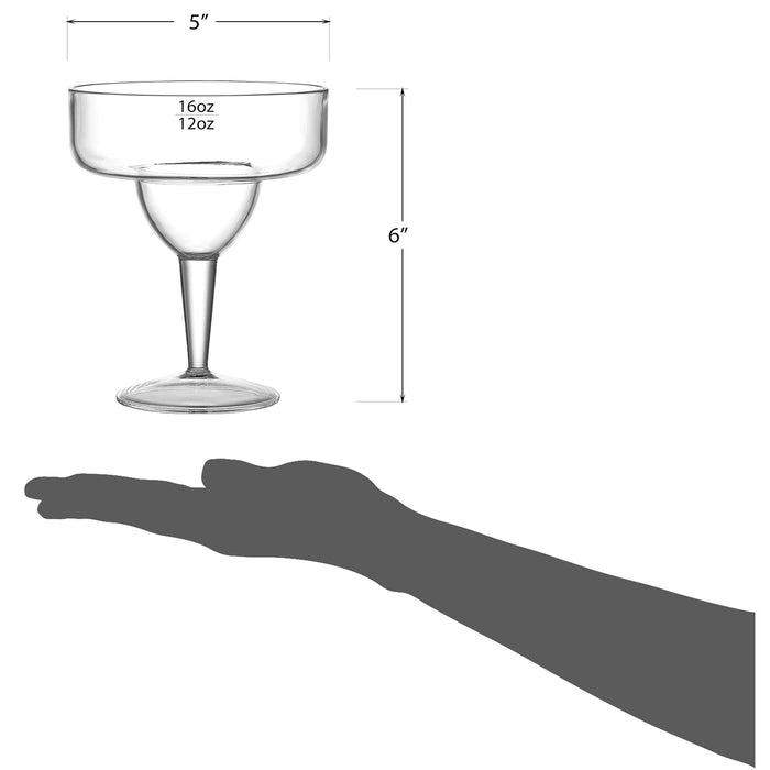 Red Co. Set of 12 Heavy Duty Classic Clear Acrylic 15 Fl Oz Outdoor Margarita Glasses