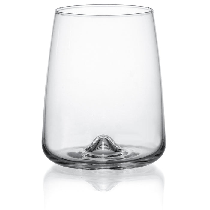 Red Co. Set of 6 Stemless 15 Fl Oz Wine Drinking Glasses with Concave Bottoms, Clear