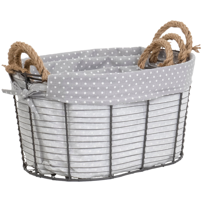 Red Co. Multi-Purpose Nesting Wire Metal Basket with Liners and Rope Handles Set of 3, Storage Containers, Home Organizers