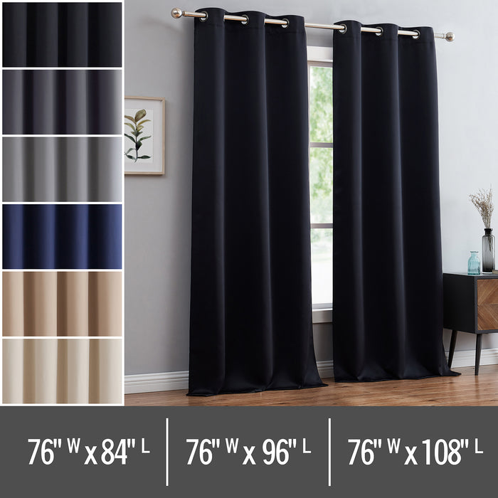 Red Co. Blackout Curtains with Grommets and Rope Tiebacks - 2 Panel Set