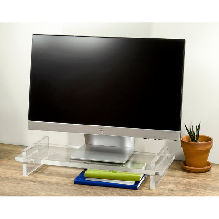 Red Co. Clear Acrylic 3 Piece Monitor Stand Computer Riser for Home, Desk, Business, Office, Gamers Multiuse Platform Lift 20" x 8" 3.5"