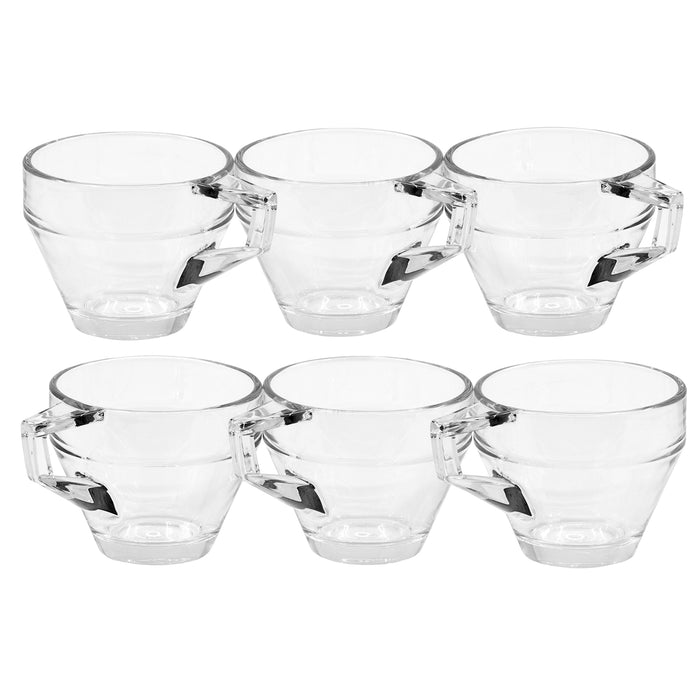 Red Co. European Modern Chic Glass Coffee Espresso Tea Mugs, 6.75 Ounces - Set of 6