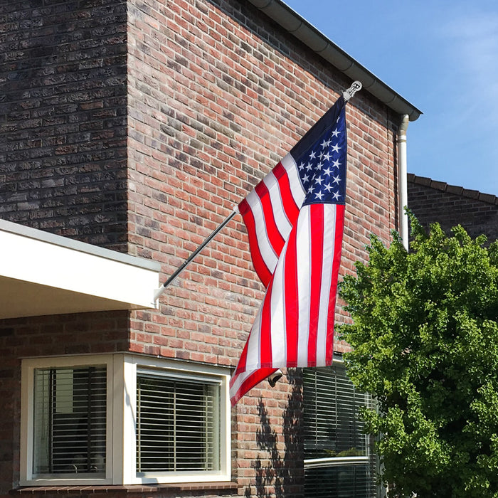 Stainless Steel Wall Hanging Flag Pole for House Garden Outdoor Yard - Residential or Commercial with Adjustable Tangle-Free Rotating Rings - 59"