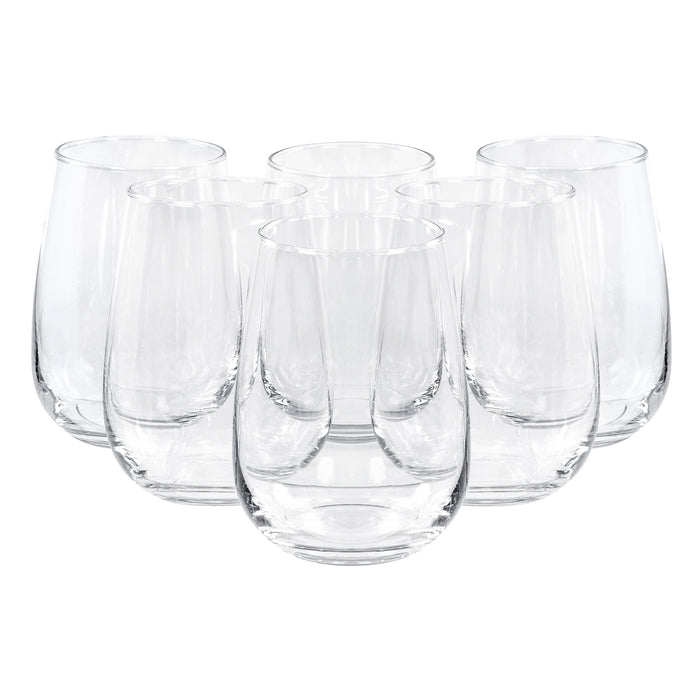 Red Co. Tulip Shaped Stemless Clear Wine Drinking Glass for Red, White, Pink Wine, Cocktails - Set of 6