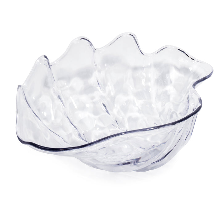 Large Break Resistant Clear Acrylic Clam Shell Shaped Serving Bowl - 5-Quart Capacity