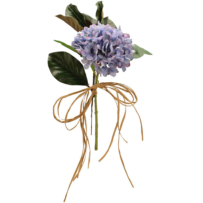 Red Co. Purple Blue Faux Silk Blooming Hydrangea Pick with Magnolia Bouquet- 13 Inches