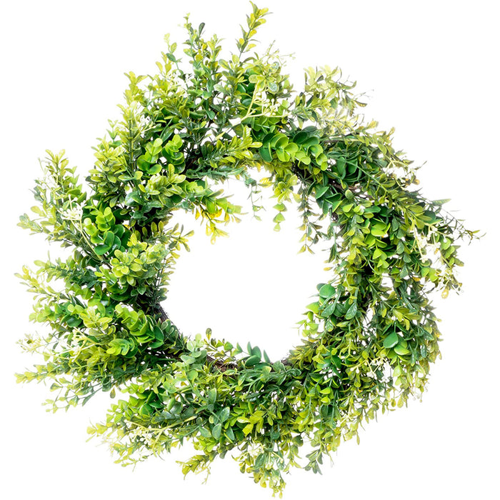 Red Co. 16" Classic Boxwood, Artificial Spring & Summer Wreath, Door Backdrop Ornaments, Home Décor Collection