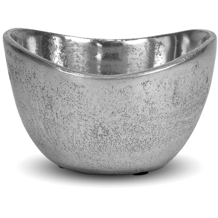 Red Co. Tall Distressed Aluminum Deep Catch-All Centerpiece Decorative Bowl, 5.5" Diameter