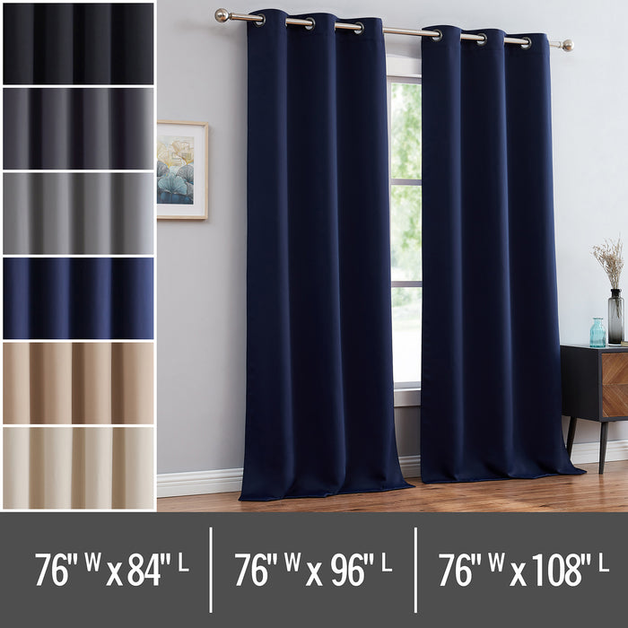 Red Co. Blackout Curtains with Grommets and Rope Tiebacks - 2 Panel Set