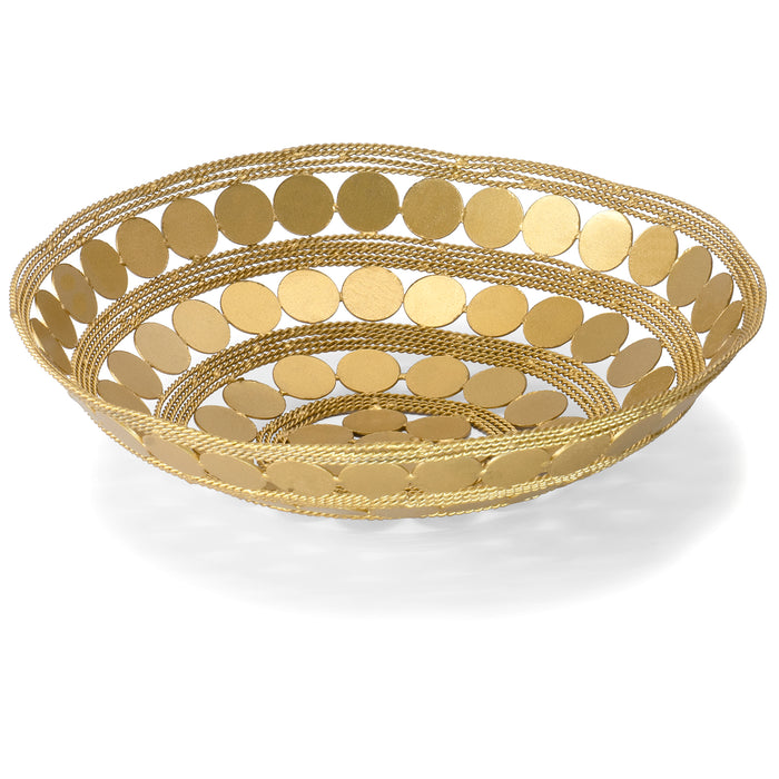 Red Co. Decorative Round Iron Ring Centerpiece Basket Bowl, Circle Design with Braided Wire