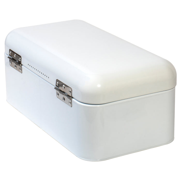 Large White Bread Box - Extra Large Metal Storage Bin Container for Loaves, Bagels, Chips & More - 16.5" x 9" x 6.5"