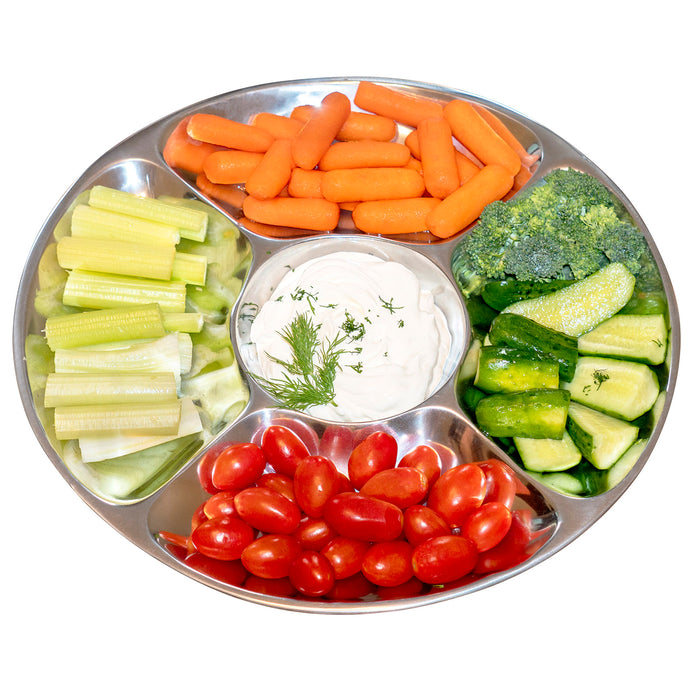 Red Co. Five Section Party Platter Tray for Finger Foods and Crudité