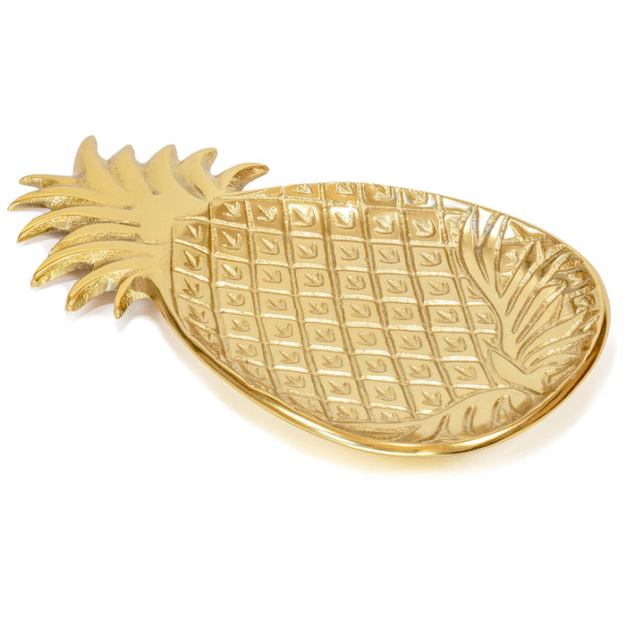 Red Co. 10.5” Medium Decorative Metal Accent Pineapple Shaped Storage Plate Tray, Gold