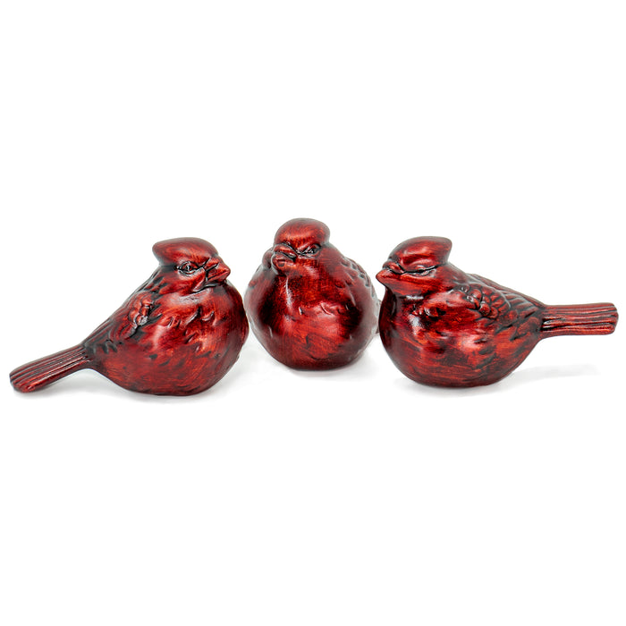 Red Co. Little Ceramic Red Cardinal Sitting Bird Figurines, Tabletop Holiday Decor, 2-Inch, Set of 3