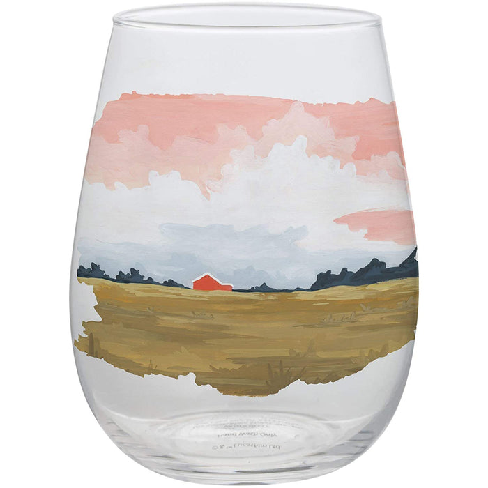 Twilight Sky Design Stemless Wine Glasses - Every Day Glass Set, 18 oz.- Pack of 2