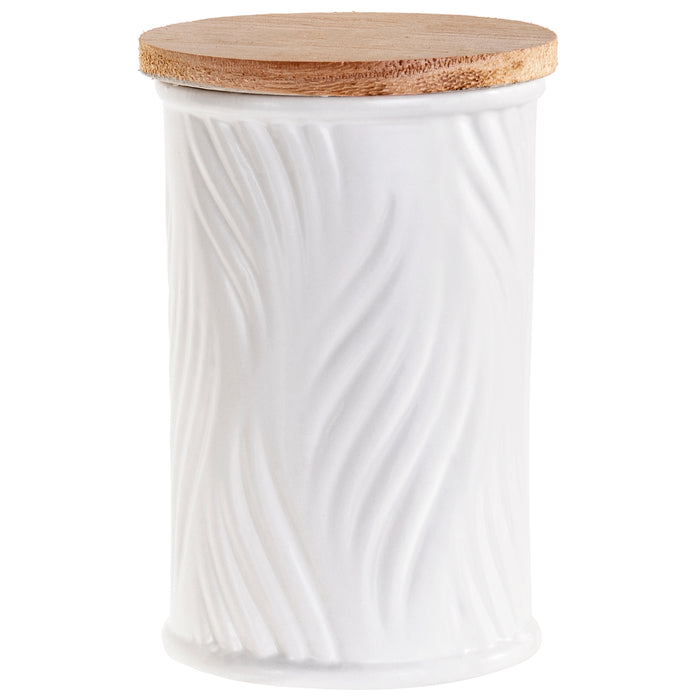 Swan Creek Highly Scented Pillar Candle in Round Ceramic Canister with Lid, White Collection – Assorted Patterns – 12 oz.