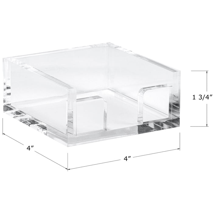 Red Co. Square Clear Acrylic Memo Notepads & Sticky Notes Tray Holder for Home, School, Office Desk Organization, 4” x 4”