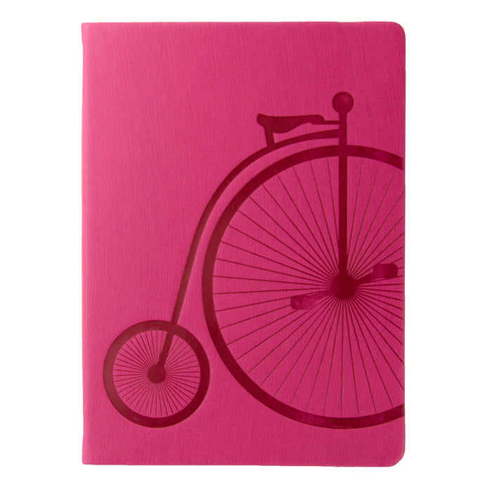 Red Co. Journal with Embossed Bicycle, 240 Pages, 5"x 7" Dotted, Raspberry Pink