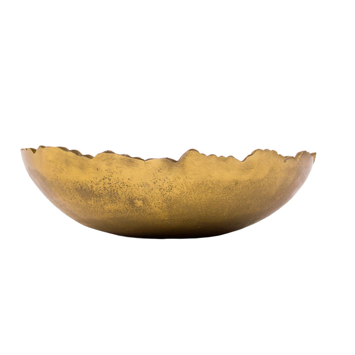 Gold Moon Decorative Torn Hammered Centerpiece Bowl, 9 Inches