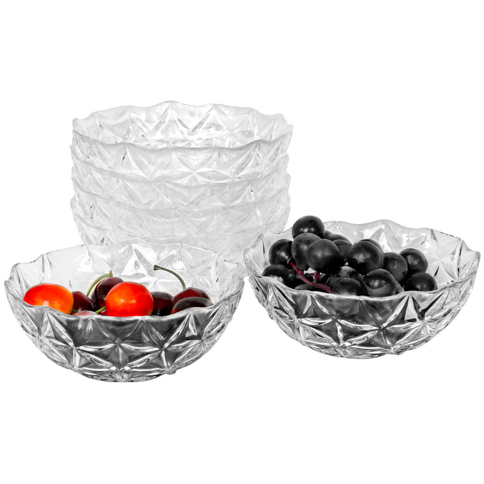 Red Co. Stackable Mini Multipurpose Prep Bowl, Estrella Extra Resistant Clear Glass Mixing Bowls, 12.75 Ounces - Set of 6