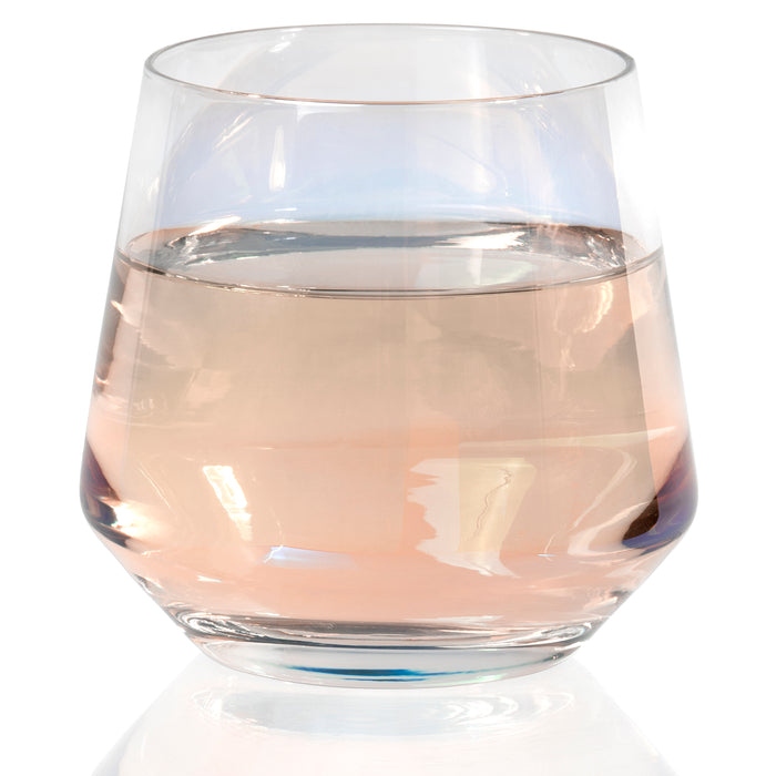 Set of 4 Electroplated Stemless Wine Glasses with Rainbow Effect (11 fl oz)