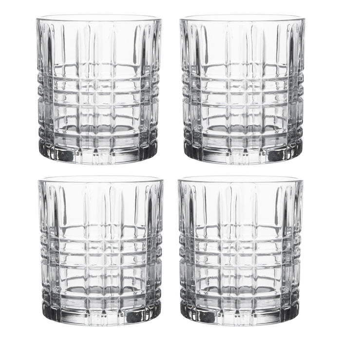 Old Fashioned Whiskey Scotch Bourbon Drinking Glasses, Crystal Cut Design with Air Bubble & Heavy Base, Set of 4, 11 Oz