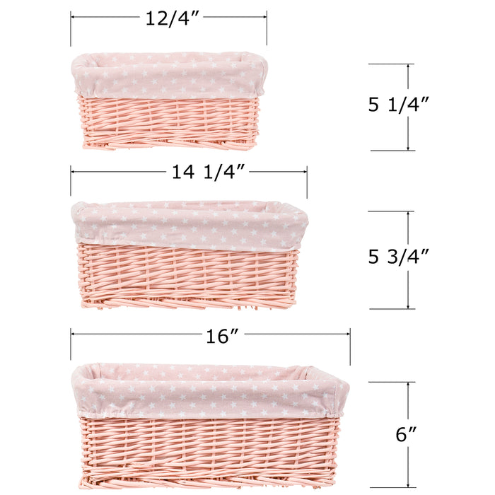 Red Co. Multi-Purpose Rectangular Nesting Pink Basket Set of 3, Storage Containers, Home Organizers