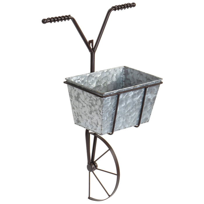 Red Co. Metal Bicycle with Galvanized Basket Wall Planter Decoration for Home and Garden Indoor Outdoor