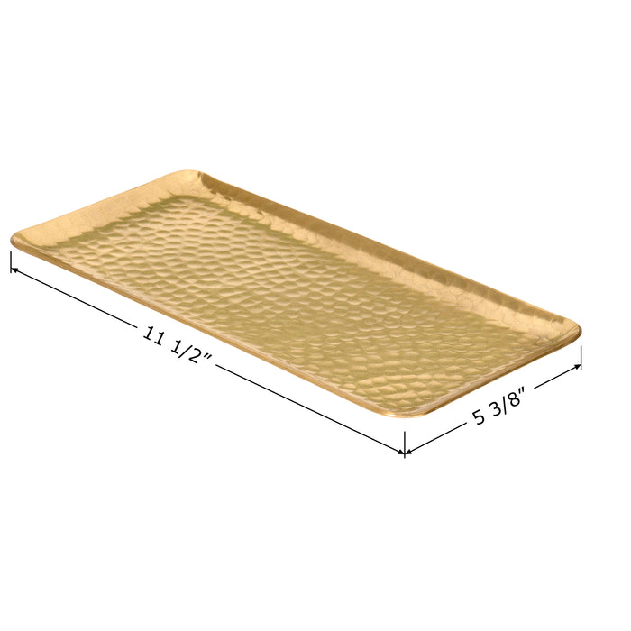 Red Co. Gilded Rectangle Hammered Platter, Decorative Bar/Vanity/Serving Tray — 11 Inches