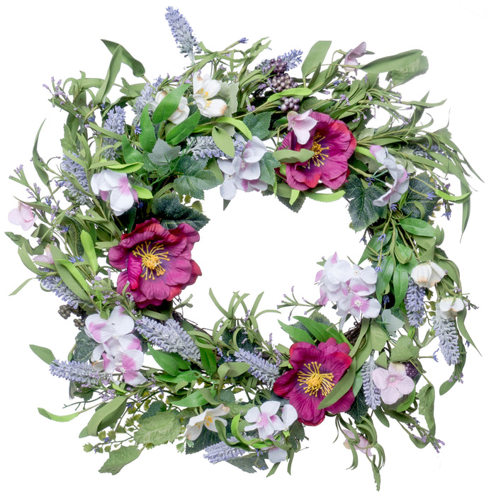 Red Co. 18" Purple Shades of Spring, Artificial Spring & Summer Wreath, Door Backdrop Ornaments, Home Décor Collection