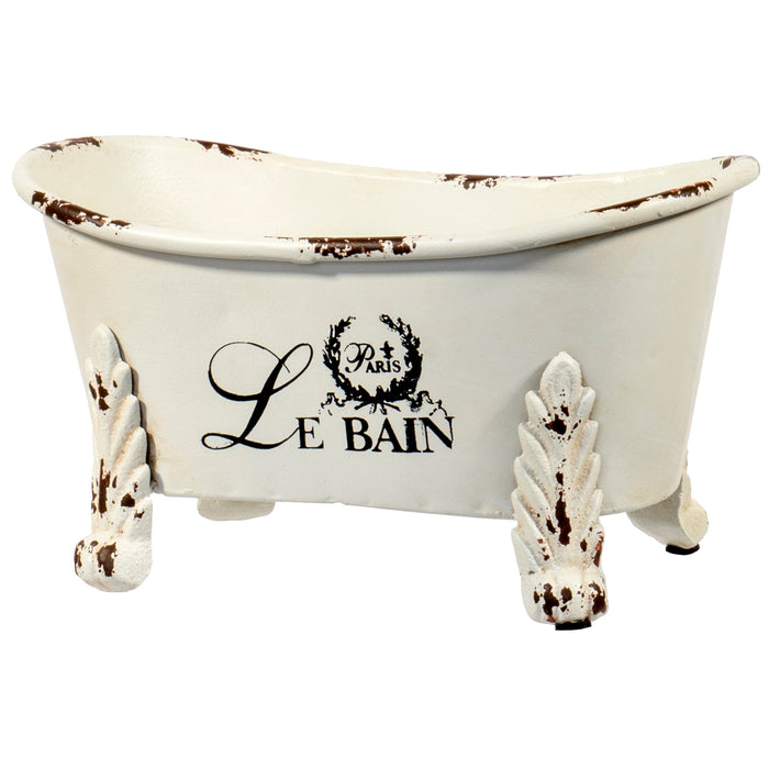 Red Co. Five Inch Standing Mini Bathtub with Four Clawfoot Legs, Pair with Bathroom Toiletries and Shower Accessories, White Metal with Le Bain Paris Logo