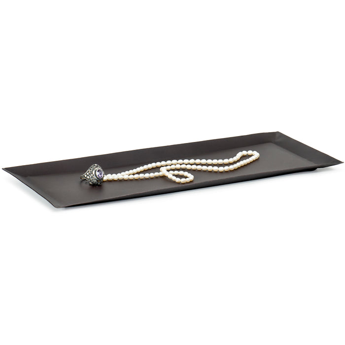 Red Co. 11” x 4.5” Decorative Rectangular Iron Tabletop Display Plate Tray in Matte Black Finish