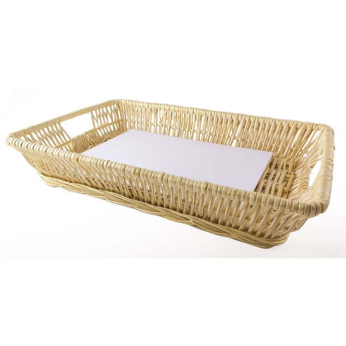 Natural Willow File Serving Tray with Carved Handles - 14 x 10 x 3 Inches