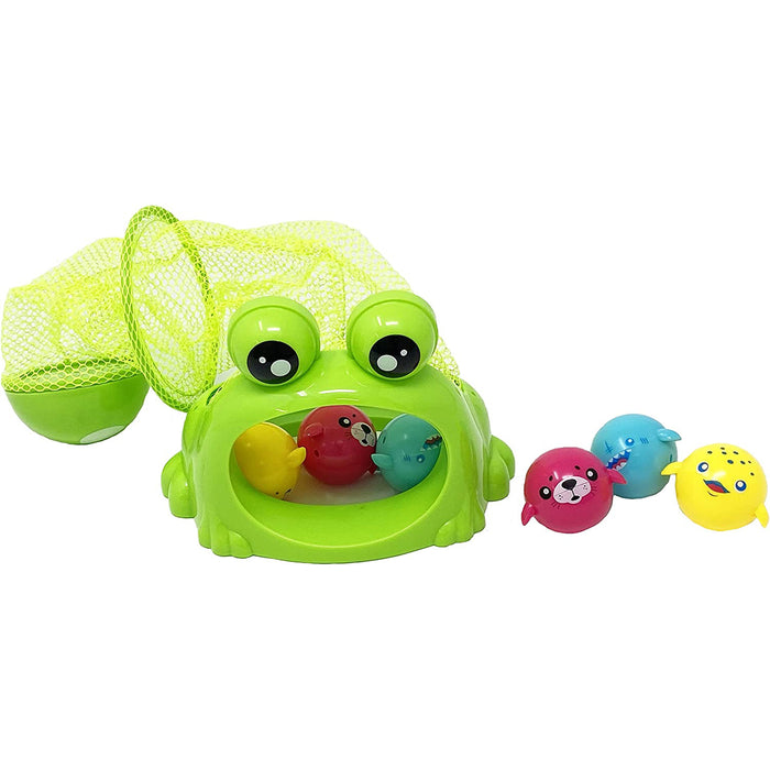 Red Co. Feed The Frog Underwater Pool Diving Toy with 6 Multicolored Guppy Fish-Shaped Balls