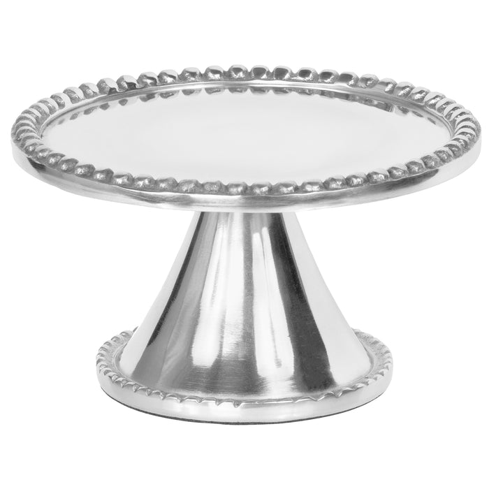 Red Co. Low Profile Round Footed Aluminum Cupcake and Cake Stand Pedestal Platter, Dessert and Fruit Server Display —6" x 4"