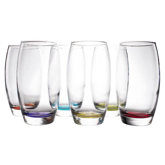 Prism Multi Colored Water Beverage Glasses, 16 Ounce - Set of 6