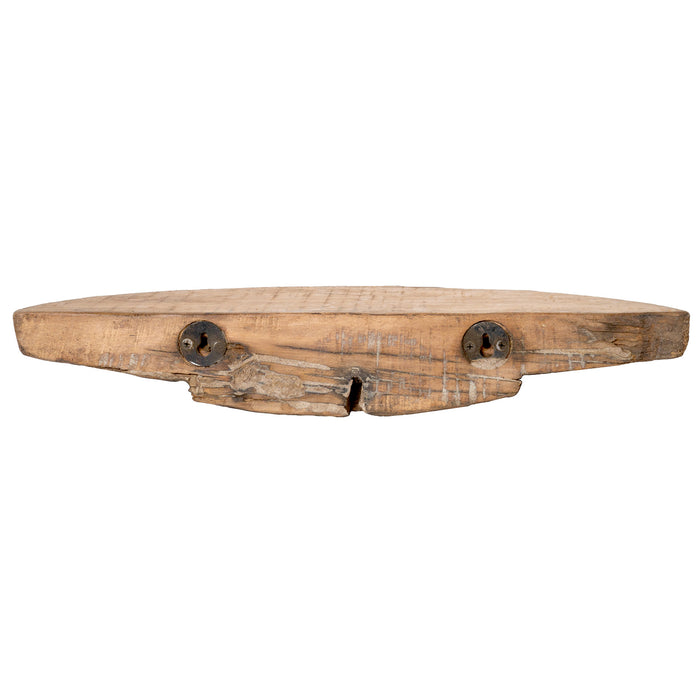 Hand Crafted Industrial | Reclaimed Pulley | Half Round Wood Shelf - 19.75 inches