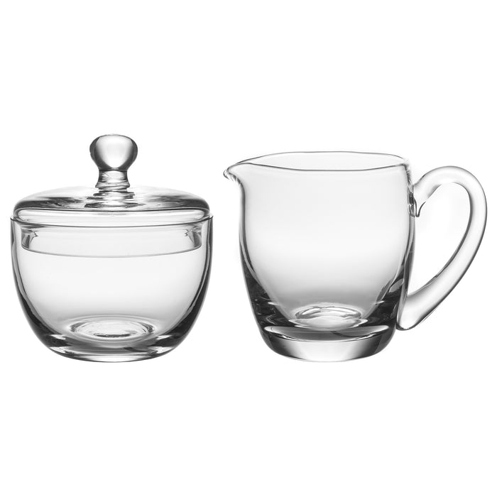 Hand Crafted Crystal Clear Glass Multipurpose Sugar Bowl & Creamer Set, 4-inch