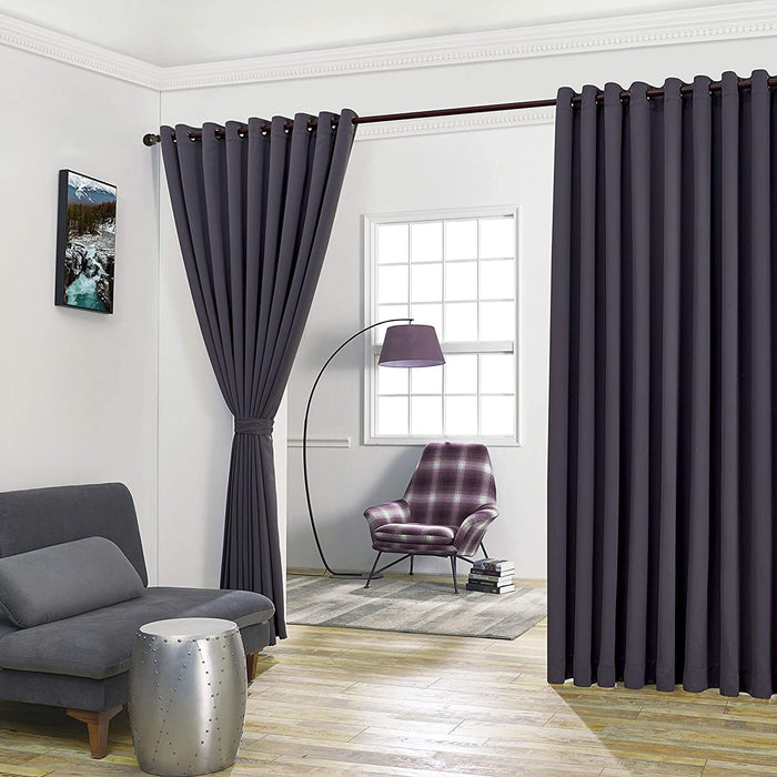 Red Co. Wall to Wall Thermal Blackout Drapes with Grommets and Tiebacks - 2 Panel Set