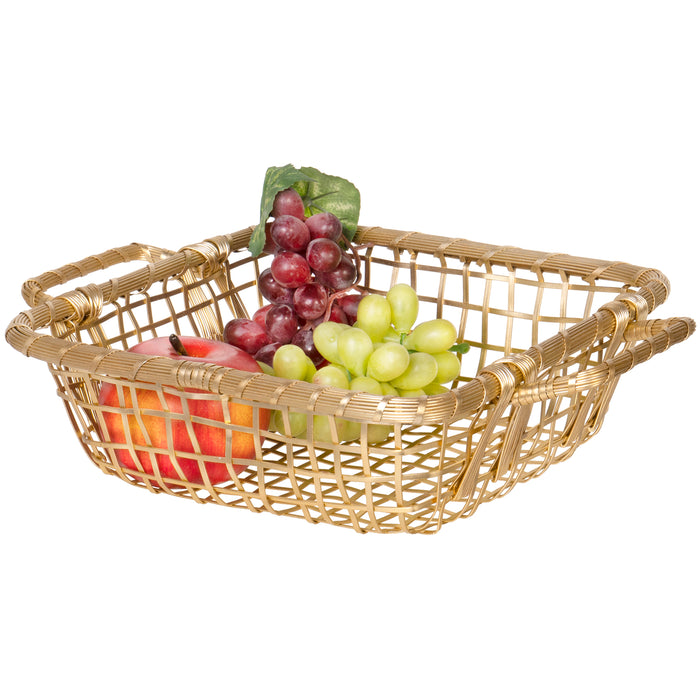 Red Co. Gilded Square Wire Basket with Handles, Centerpiece Home Décor — 10 Inches