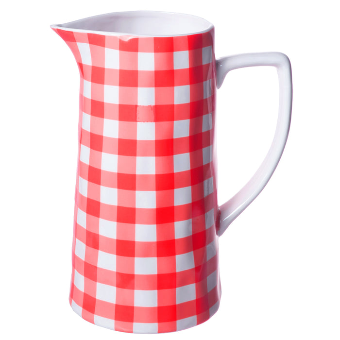 Red Co. Farmhouse Casual Country Glossy Ceramic Stoneware Pitcher, Spouted with Handle, 64 oz.