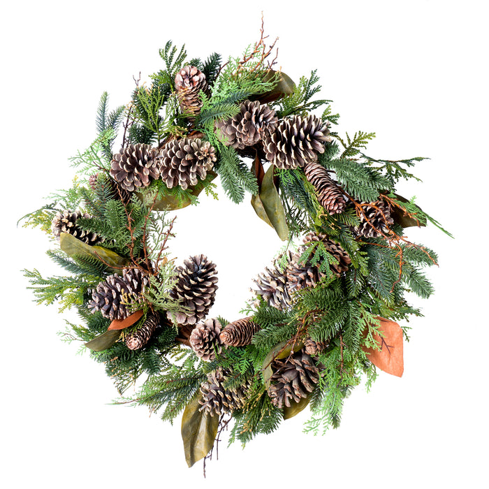 Red Co. 28" Mixed Pine Cone All-Season Wreath, Door Backdrop Ornaments, Home Décor Collection