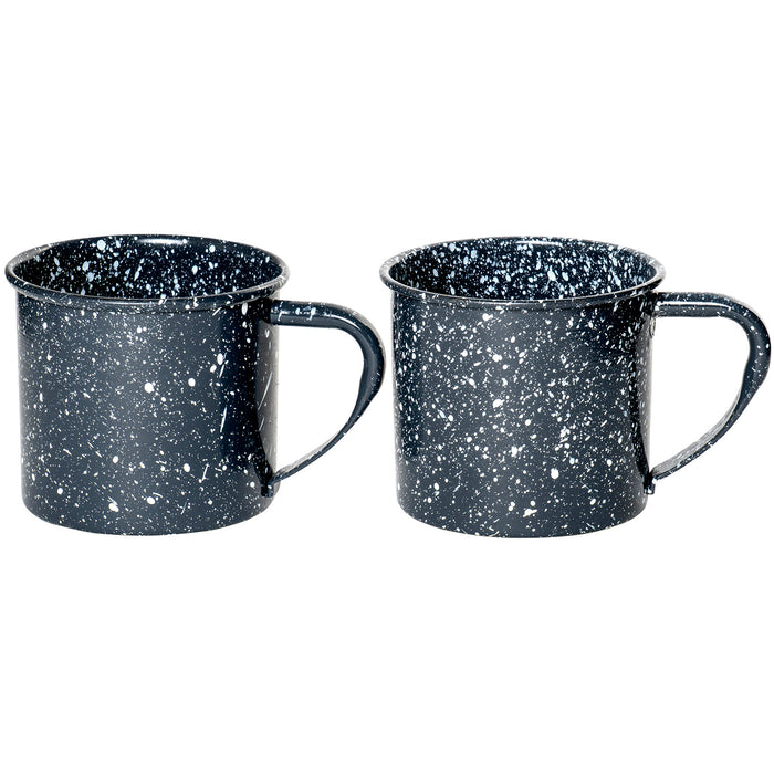 Red Co. Rustic Enameled Splattered Dark Gray Mugs for Home, Travel, Outdoors, Camping and Backpacking - 16 oz. Capacity, Set of 2 - Dishwasher Safe