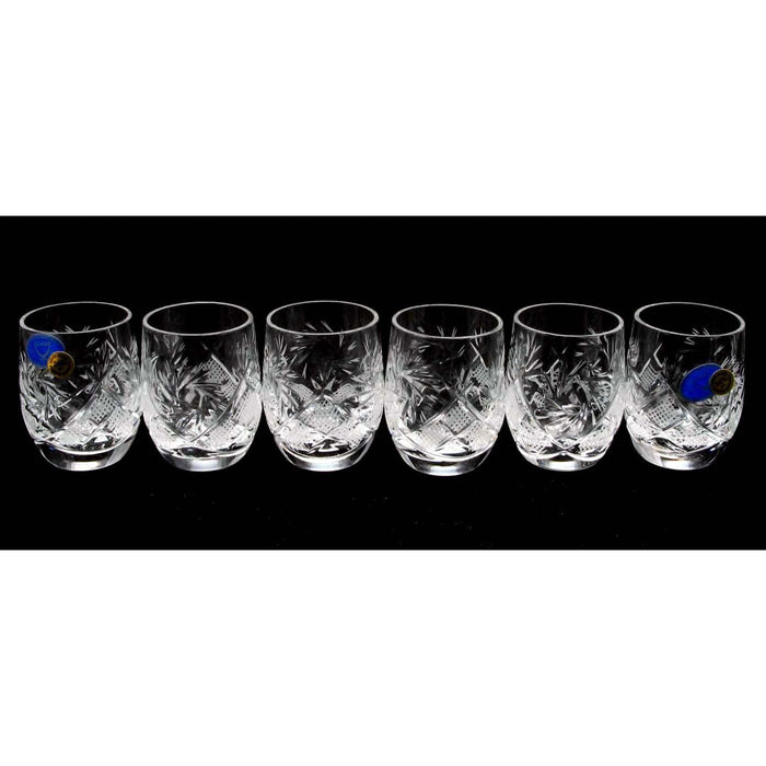 SET of 6 Russian CUT Crystal Shot Glasses "Barrel" 50 ml Hand Made