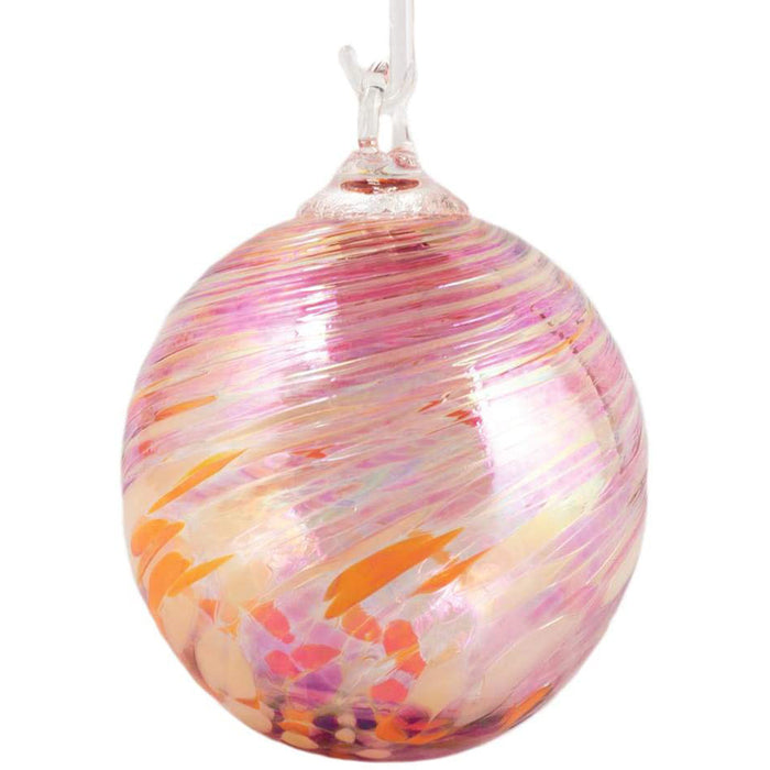 Red Co. Iridescent Glass Eye Studio Hand Blown Ball Ornament, Peony Twist