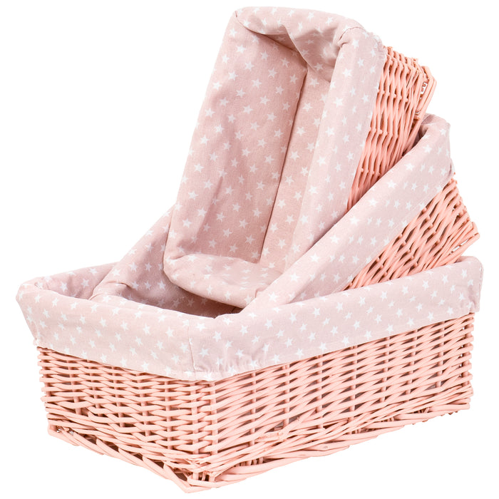 Red Co. Multi-Purpose Rectangular Nesting Pink Basket Set of 3, Storage Containers, Home Organizers