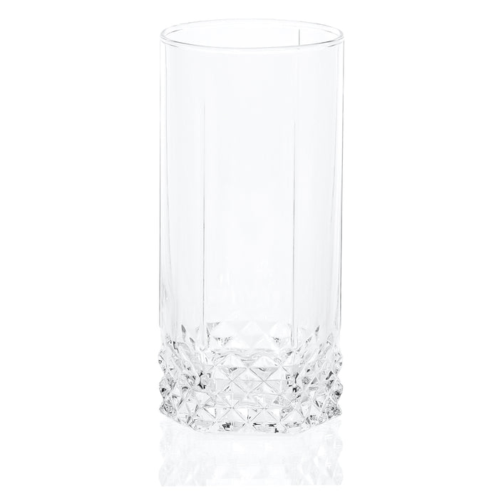 Red Co. Tall Clear Tumbler Drinking Glass with Diamond Pattern Base, 13.5 Oz., Set of 6