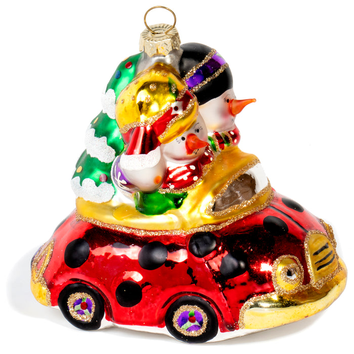 Red Co. Hand Crafted Decorative Glass Christmas Tree Ornaments, Lucky Ladybugmobile