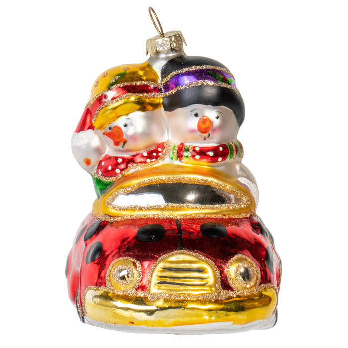 Red Co. Hand Crafted Decorative Glass Christmas Tree Ornaments, Lucky Ladybugmobile